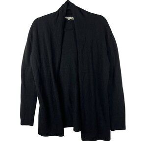 Neiman‎ Marcus 100% Cashmere Open Cardigan Sweater Women Sz M Black Quiet Luxury